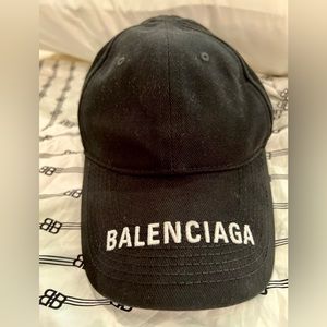 Balenciaga Black Baseball Cap with White Logo